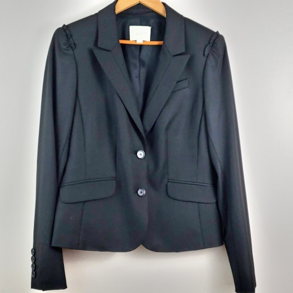 Ann Taylor LOFT Ruffle Detail Career Blazer Jacket